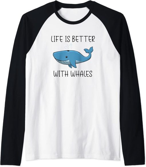 Life With Whales Ocean Nature Wilderness Raglan Baseball Tee