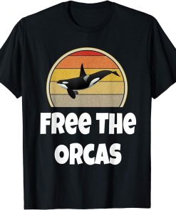 Funny Orca Whale Shirt Ocean Sea Gift Retro Free The Orcas T-Shirt