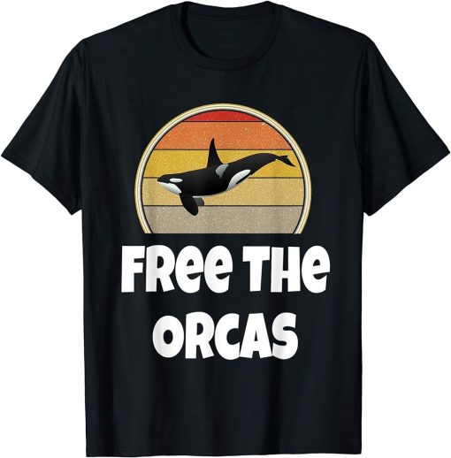 Funny Orca Whale Shirt Ocean Sea Gift Retro Free The Orcas T-Shirt