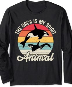 The Orca Is My Spirit Animal Retro Vintage Orca Whale Long Sleeve T-Shirt